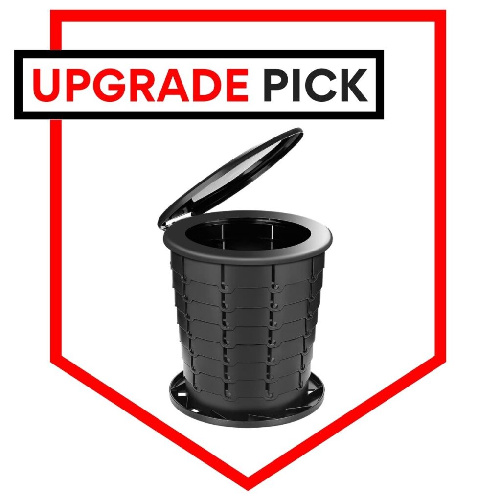 TRIPTIPS collapsible toilet adjusted to max height as our upgrade pick in the review.